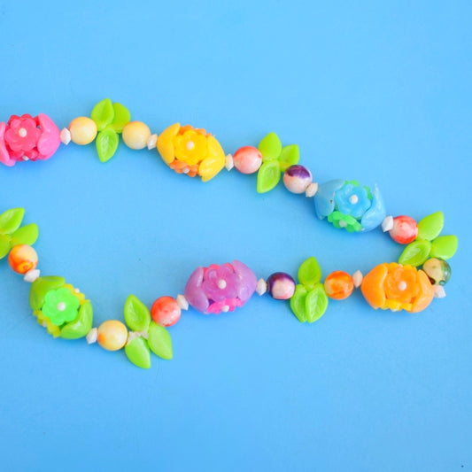 Vintage 1960s Carmen Miranda Style Flower Necklace- Brights