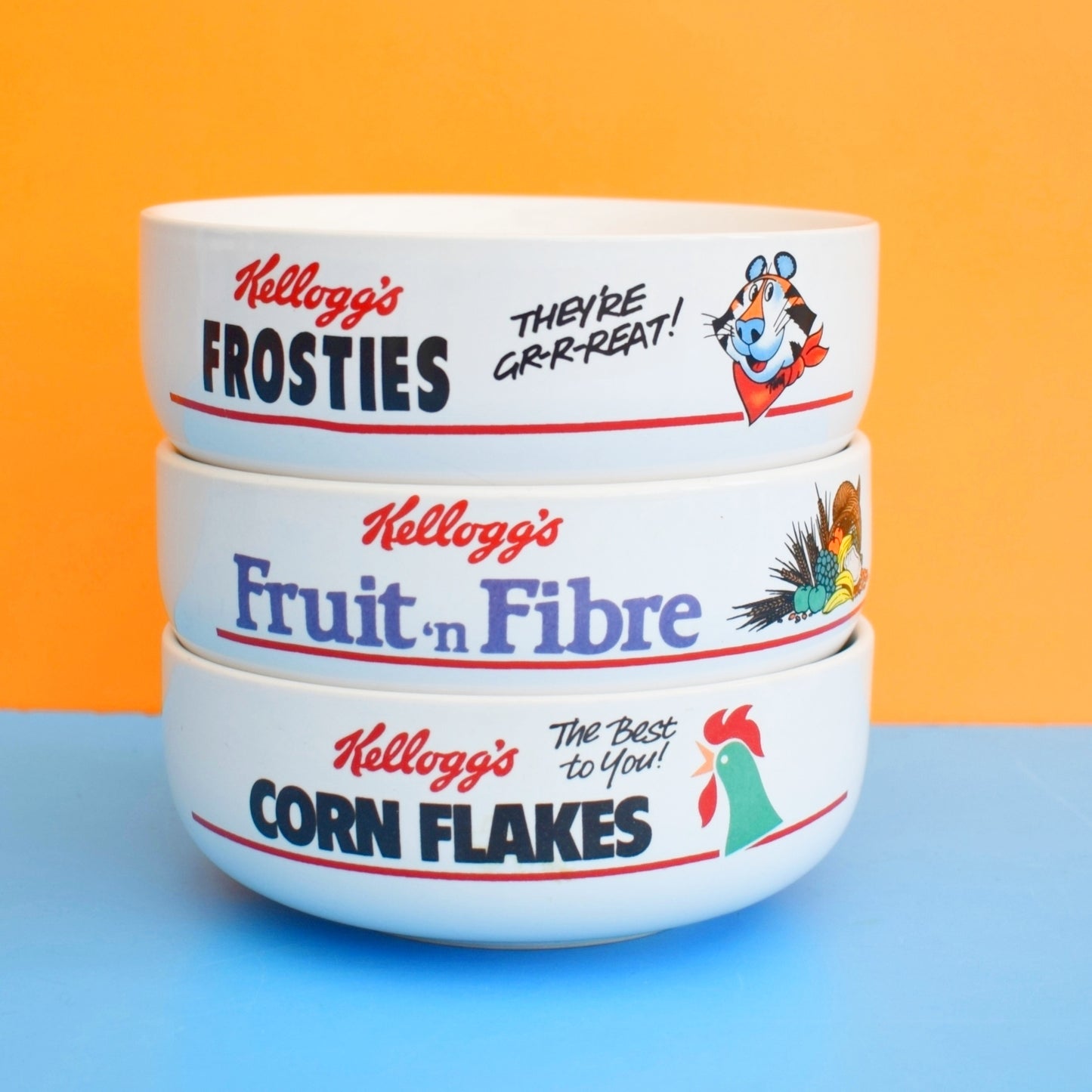 Vintage 1980s Kelloggs Cereal Bowls x3