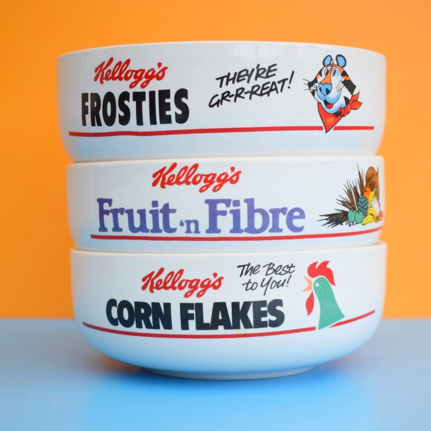 Vintage 1980s Kelloggs Cereal Bowls x3