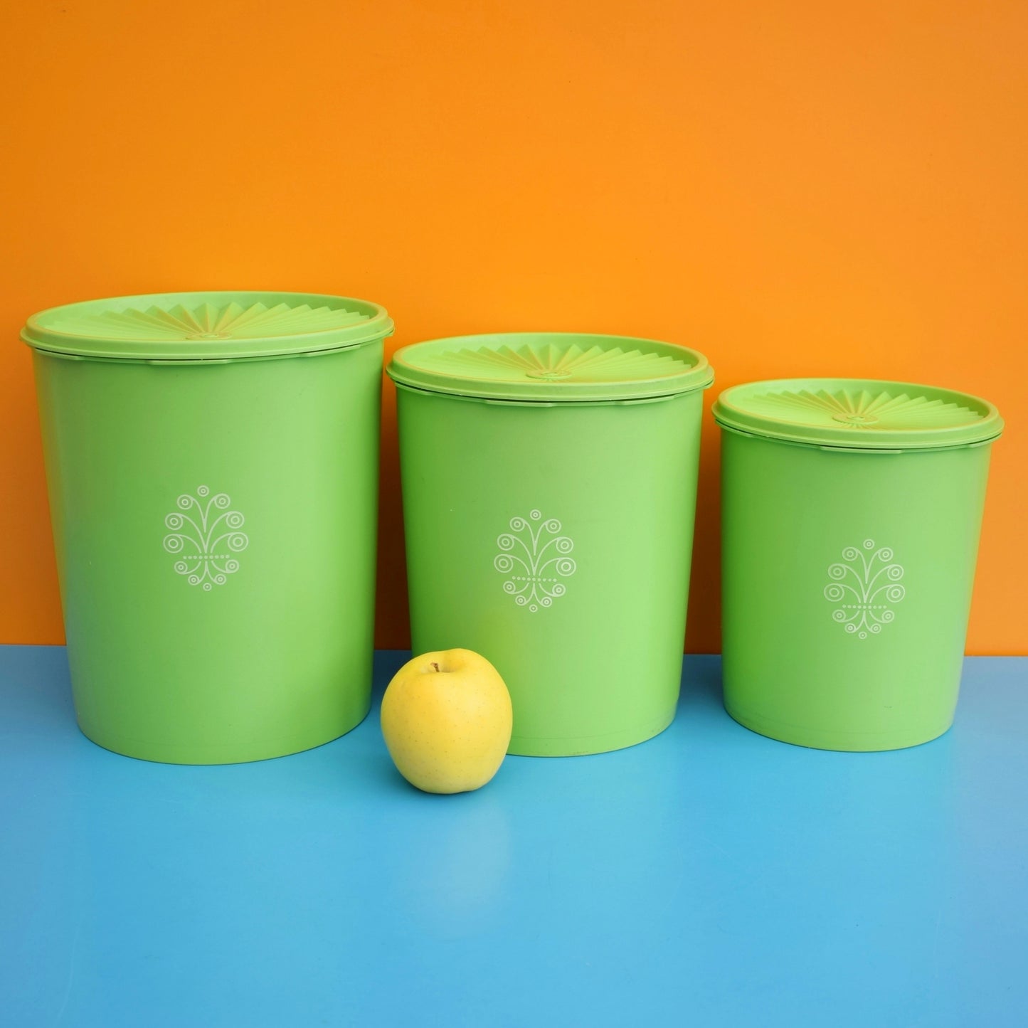 Vintage 1970s Tupperware Containers - Servalier- Apple Green - American by Pineapple Retro