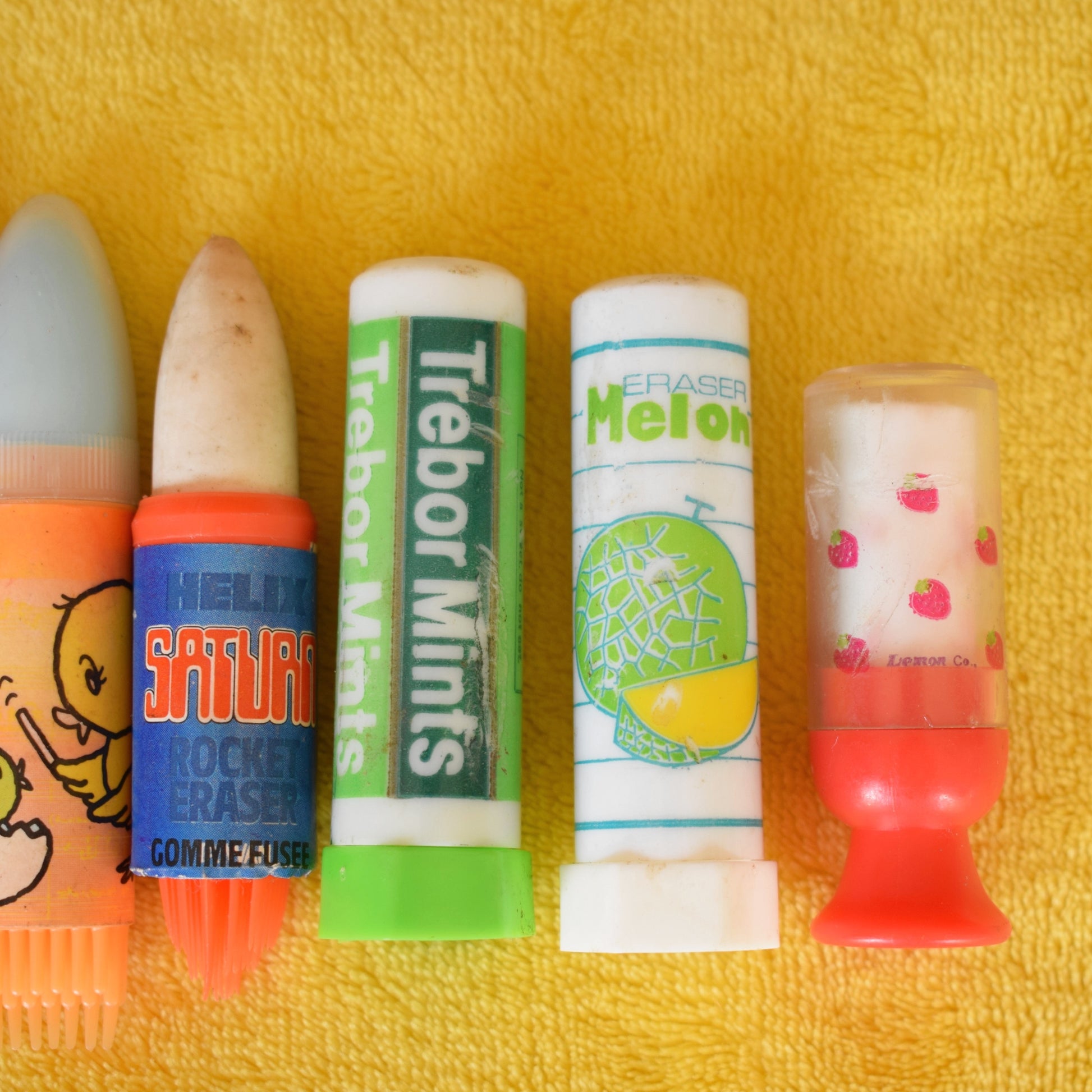 Vintage 1980s Collectable Erasers / Rubbers - Scented/ Bullet Shaped x7 by Pineapple Retro