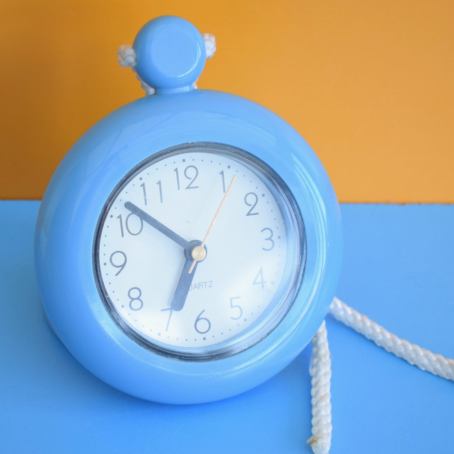 Vintage 1980s Hanging Plastic Clock - Blue