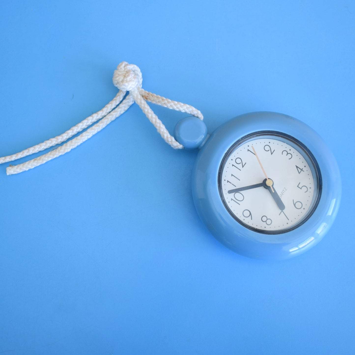 Vintage 1980s Hanging Plastic Clock - Blue