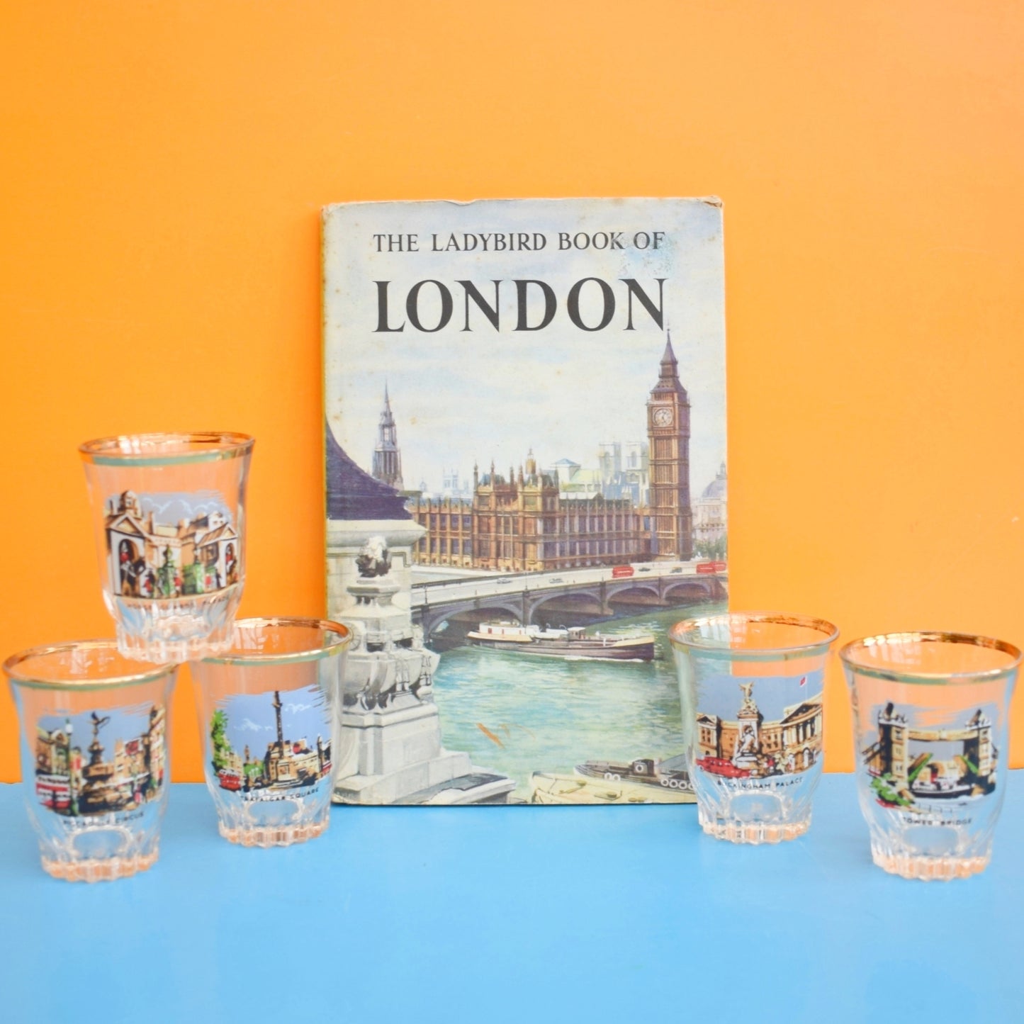 Vintage 1960s Ladybird Book & Shot Glass Set- London