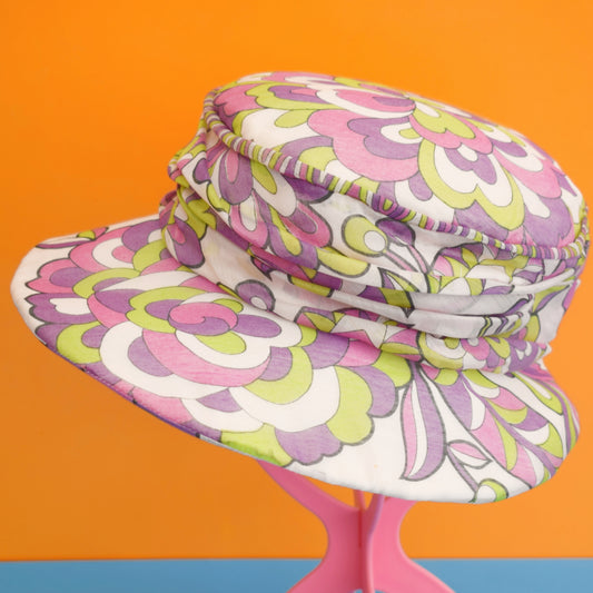 Vintage 1960s Psychedelic Hat - Purple & Green Swirls by Vintage