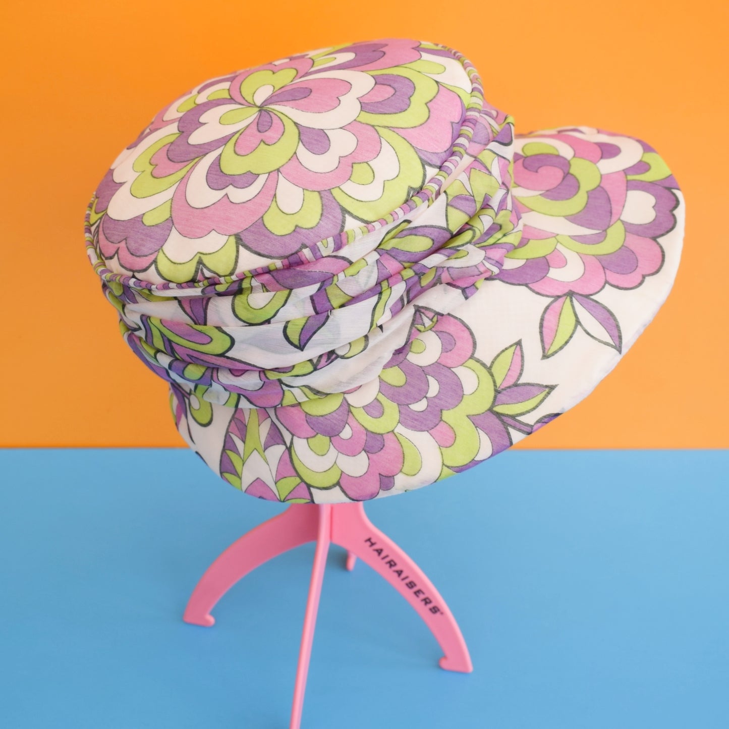 Vintage 1960s Psychedelic Hat - Purple & Green Swirls by Vintage