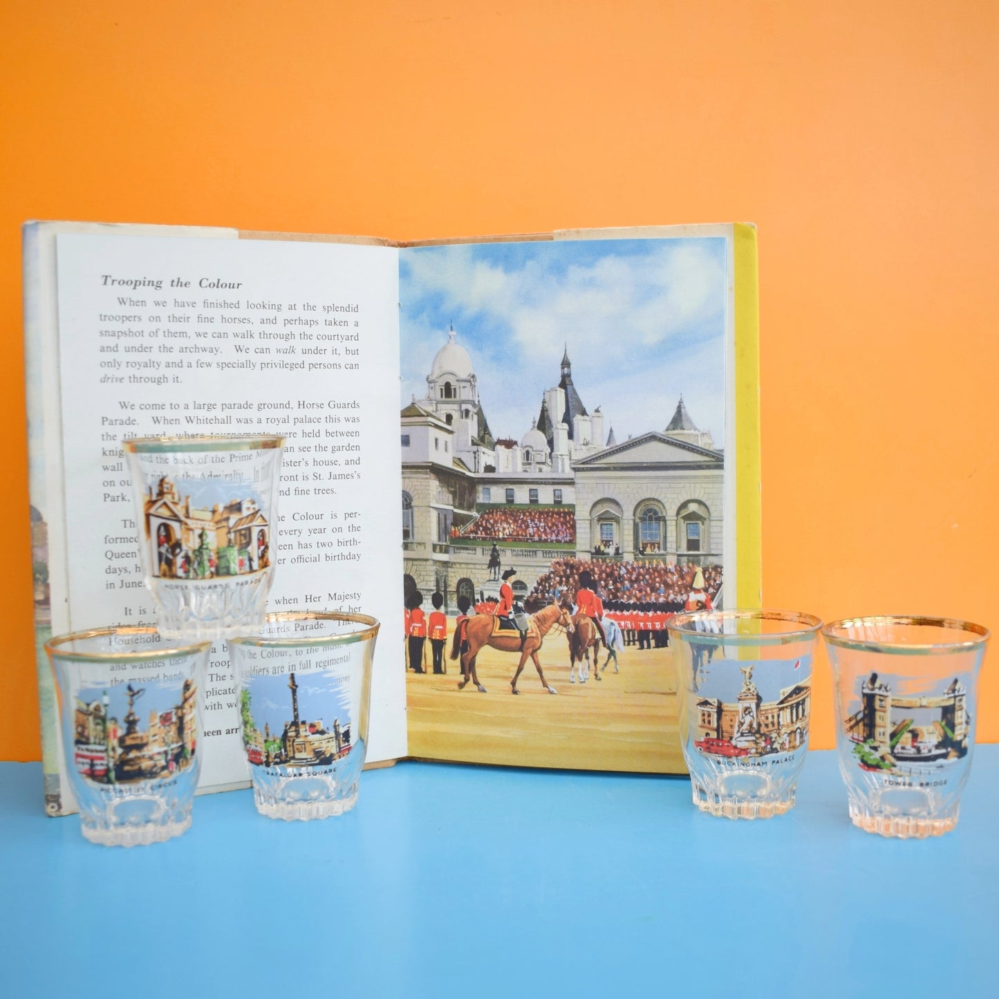 Vintage 1960s Ladybird Book & Shot Glass Set- London