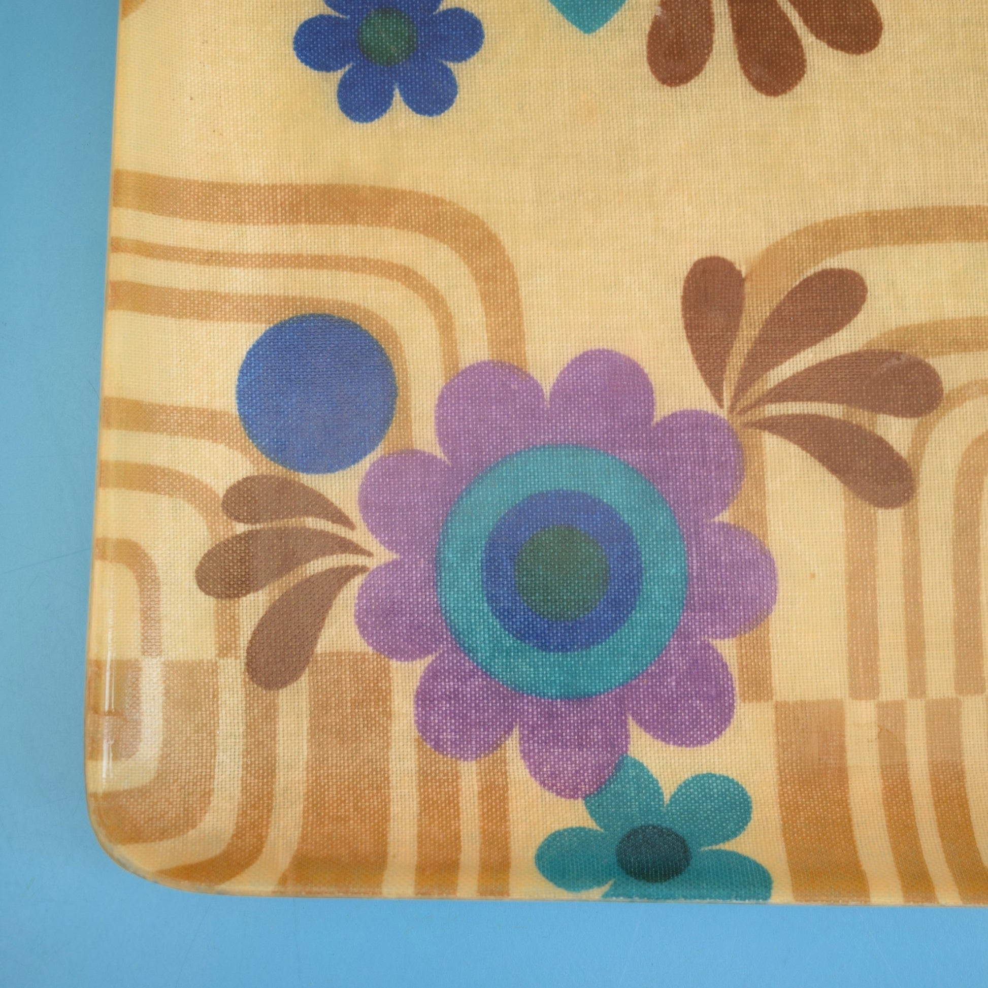 Vintage 1960s Fibreglass Trays - Blue Flowers x2 by Vintage