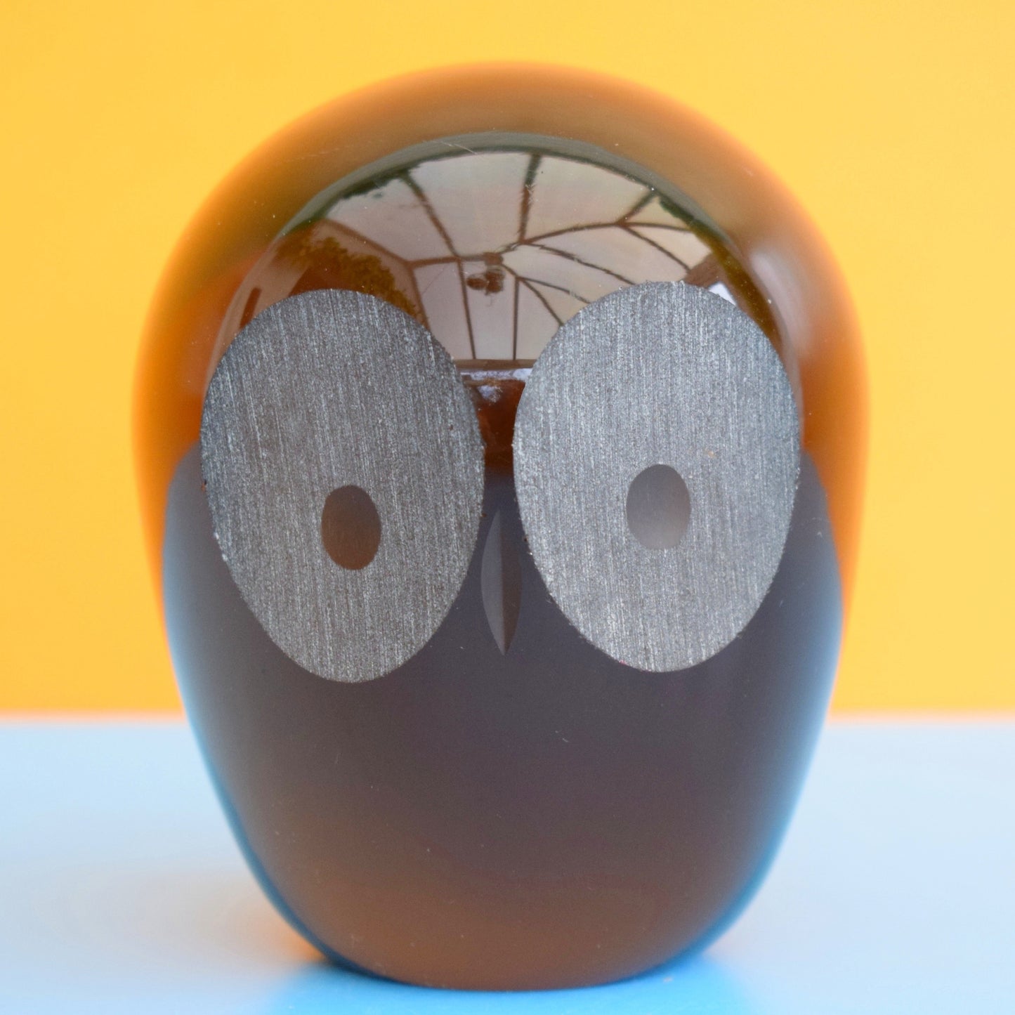 Vintage 1970s Crystal Glass Owl - Whitefriars - Forest Green