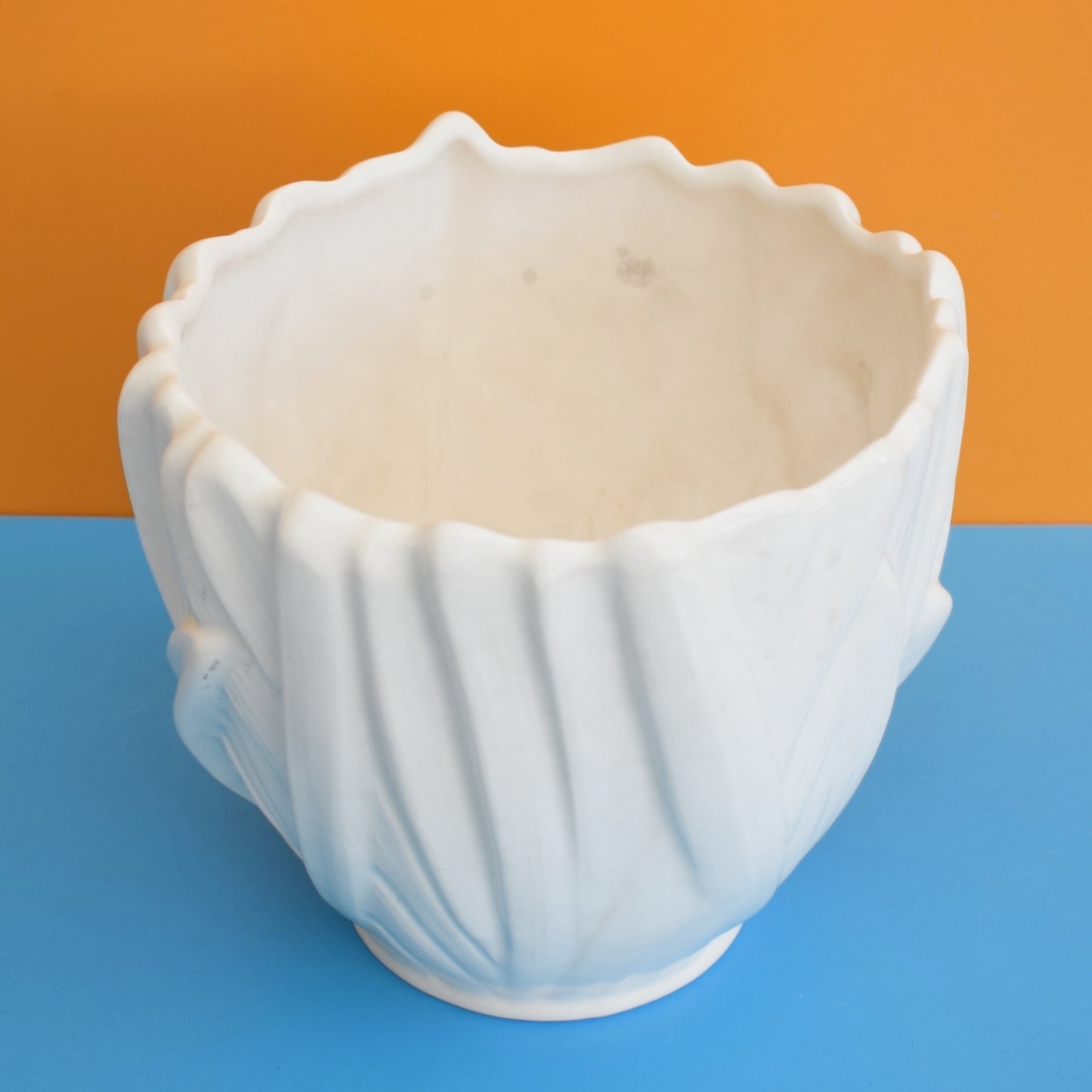 Vintage 1950s Organic - Cream Sylvac Planter / Shorter Shell / Crown Devon Vase by Vintage
