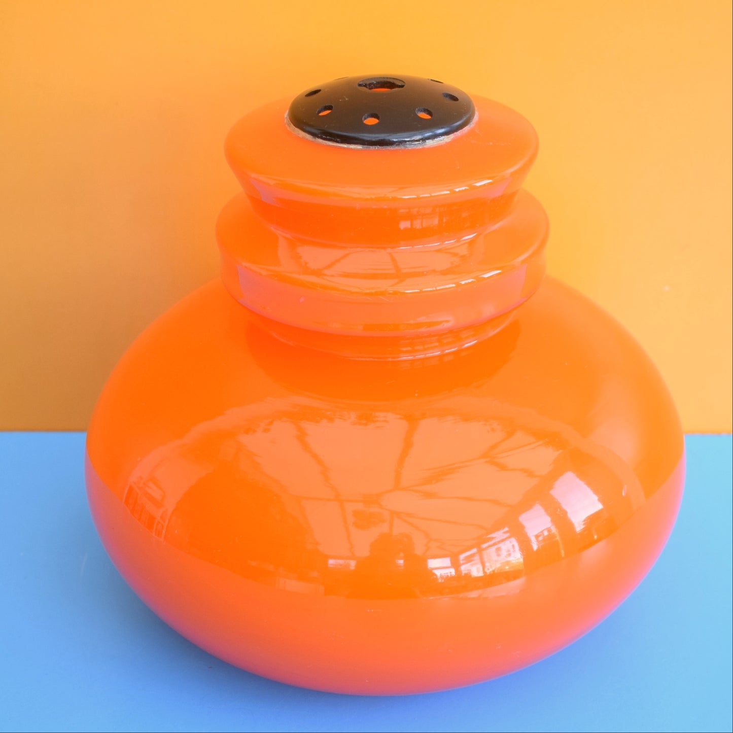 Vintage 1960s Glass Light Fitting - Scandinavian - Orange