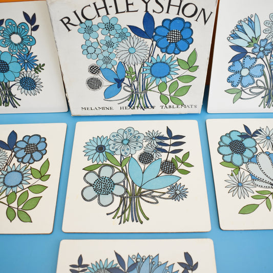 Vintage 1960s Taunton Vale Placemats - Rare - Blue & Green - Boxed by Vintage