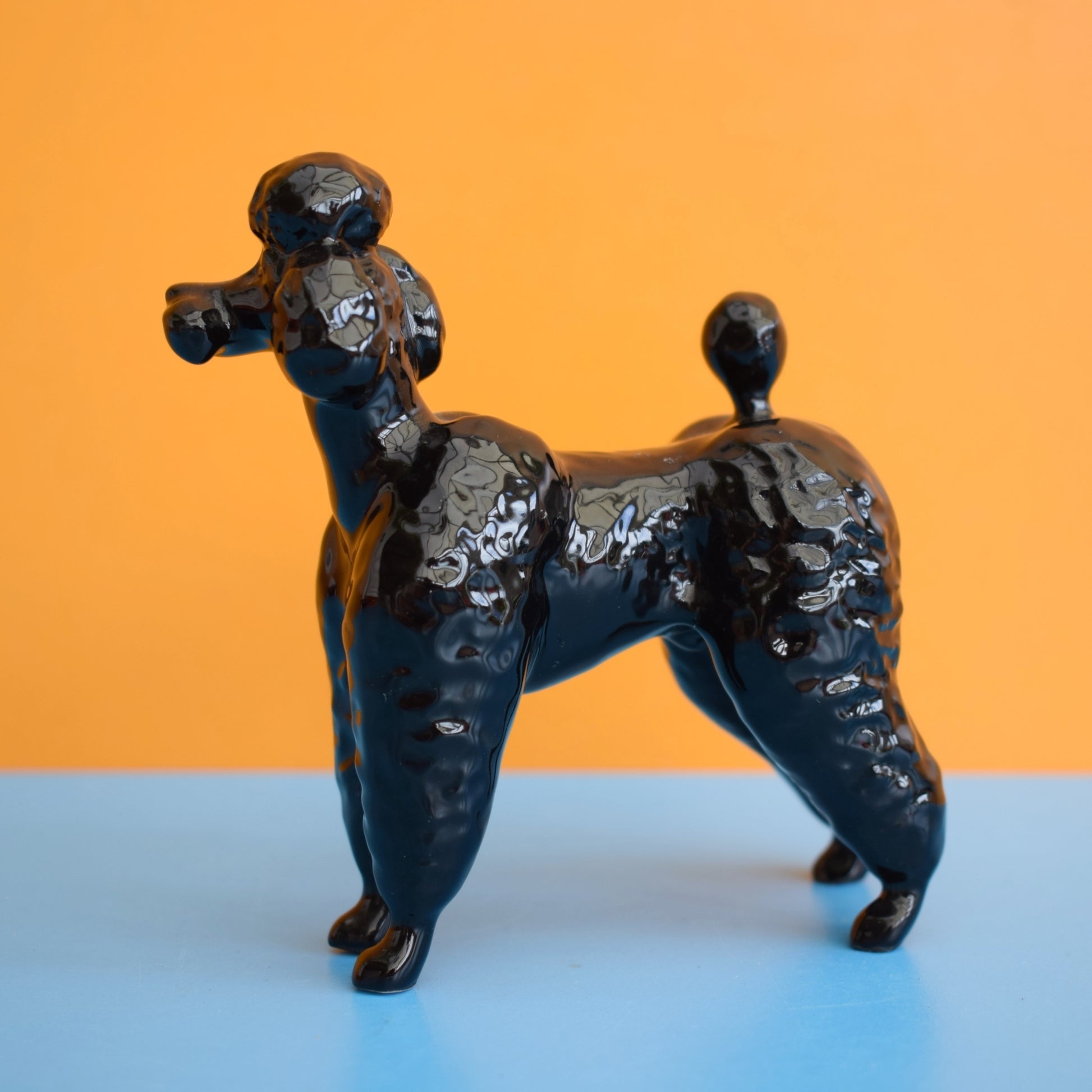 Vintage 1970s Beswick Black Poodle Figure- Green Sticker by Vintage