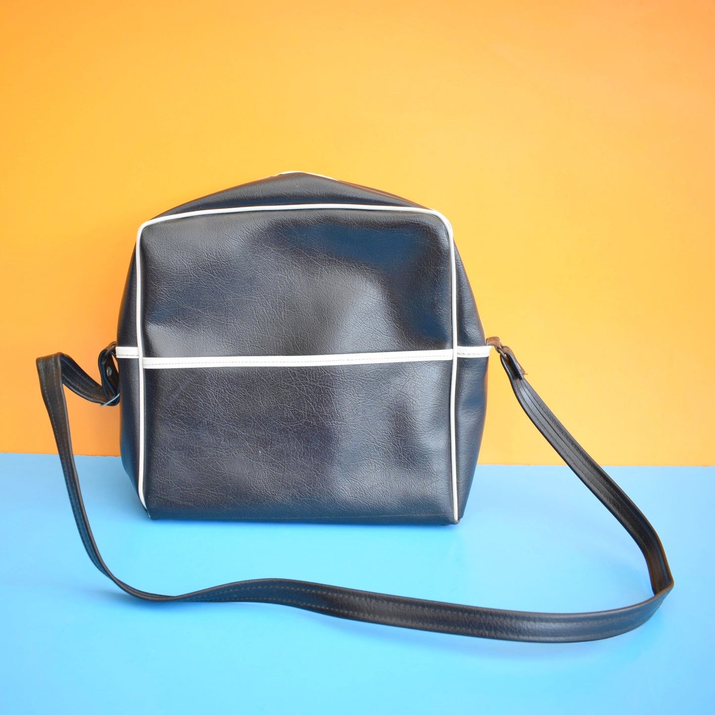 Vintage 1970s Vinyl Shoulder Bag - Monochrome