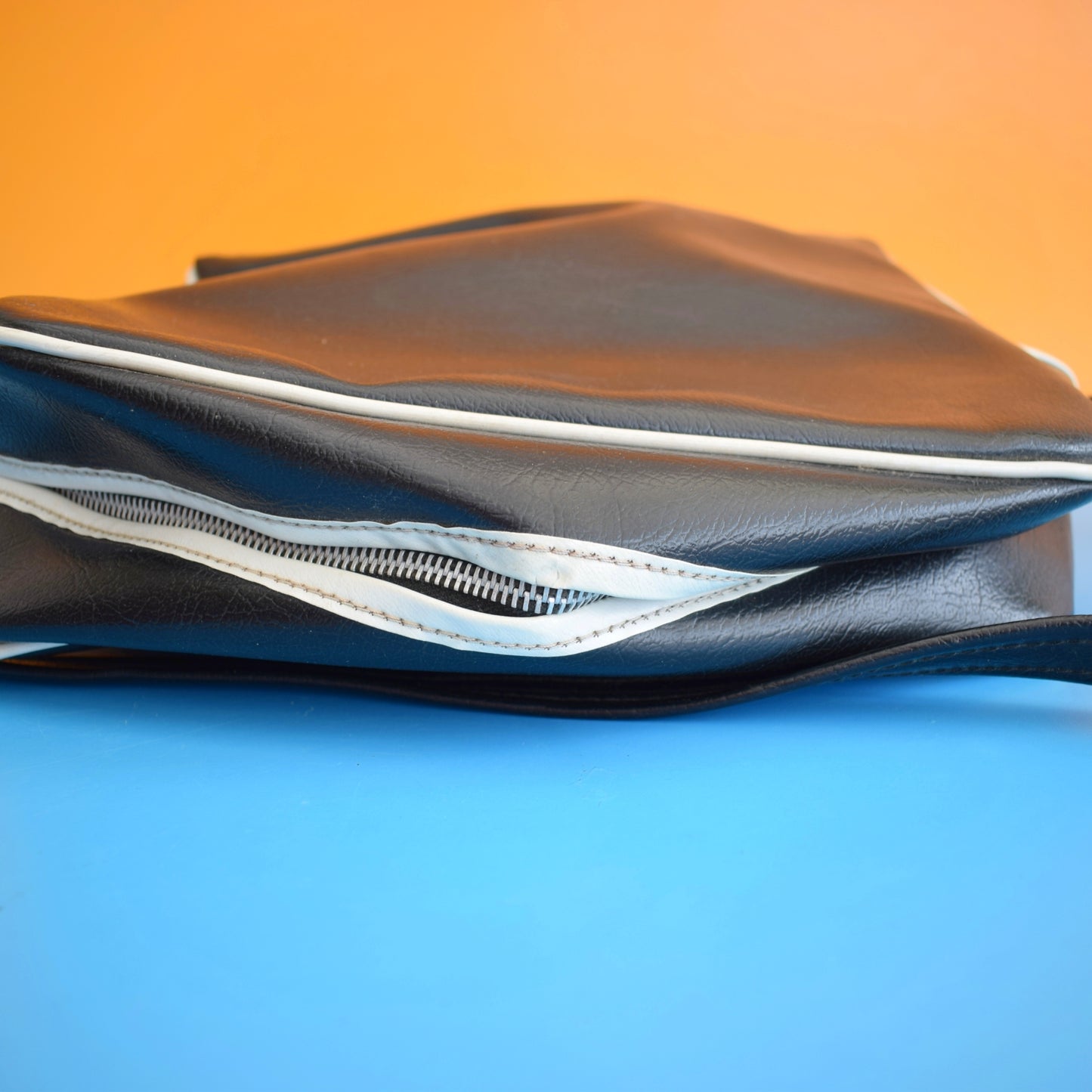 Vintage 1970s Vinyl Shoulder Bag - Monochrome