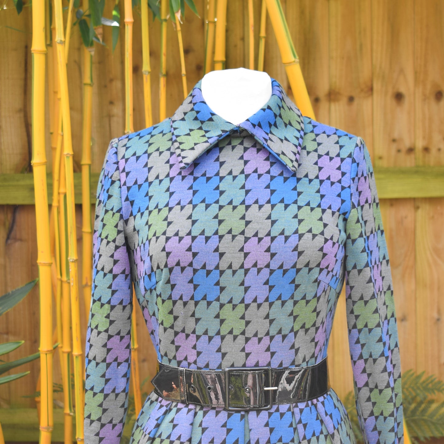 Vintage 1970s Dress - Wolsey 70s - Geometric Style - Size 12 by Pineapple Retro