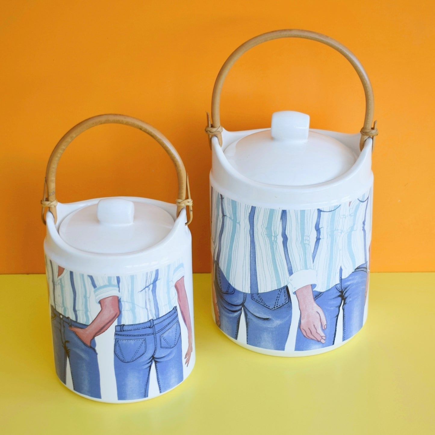 Vintage 1970s Denim Storage Jars/ Teapot - Carlton Ware