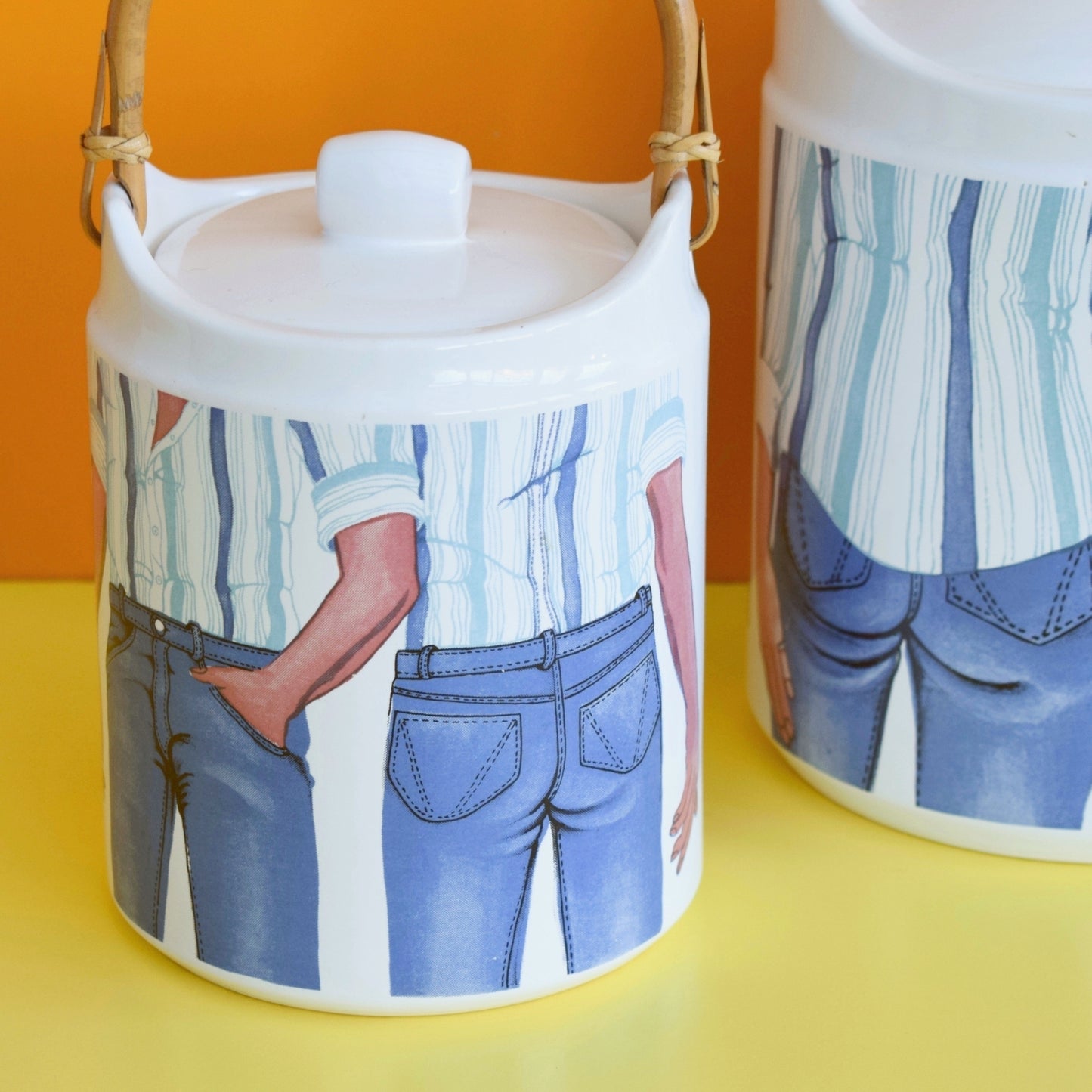 Vintage 1970s Denim Storage Jars/ Teapot - Carlton Ware