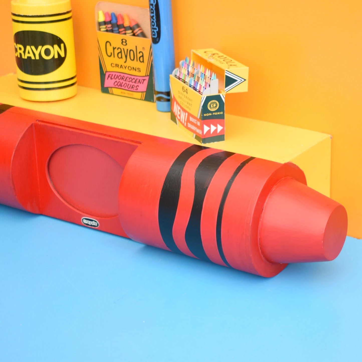 Vintage 1990s Crayon Shelf - Pop Art - USA - Red Crayola