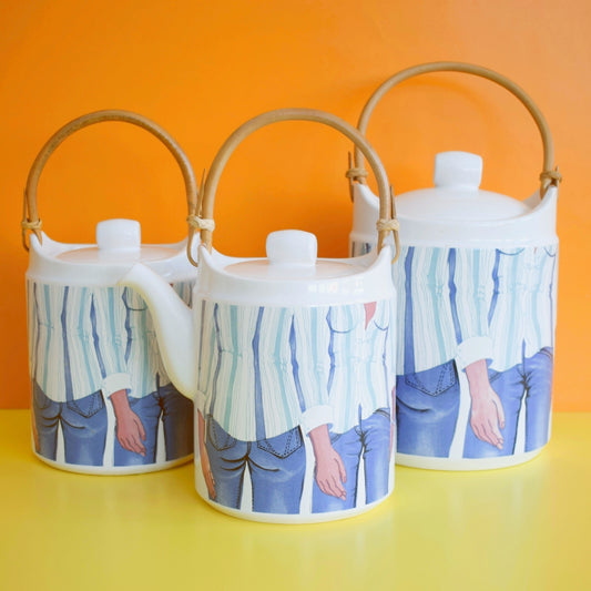 Vintage 1970s Denim Storage Jars/ Teapot - Carlton Ware