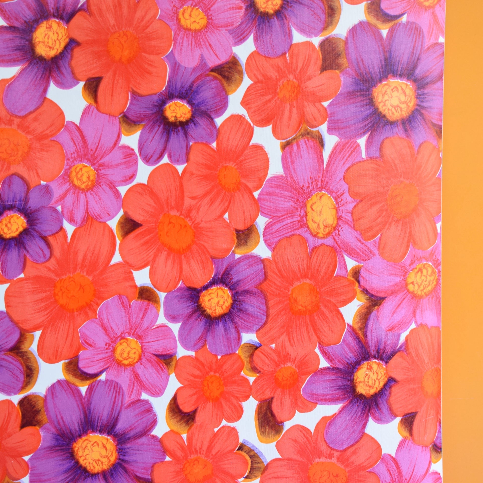Vintage 1970s Sticky Plastic / Fablon Roll - Flower Power - Pink by Pineapple Retro