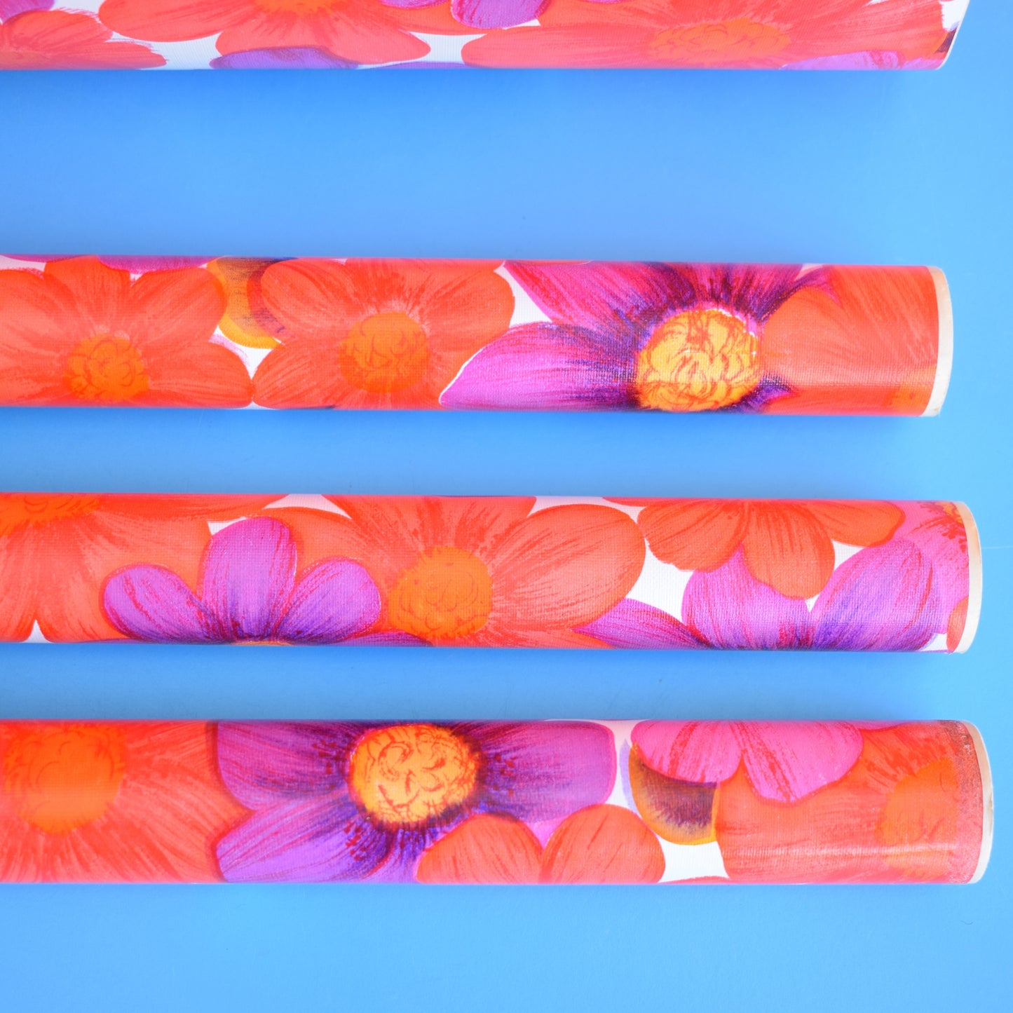 Vintage 1970s Sticky Plastic / Fablon Roll - Flower Power - Pink by Pineapple Retro
