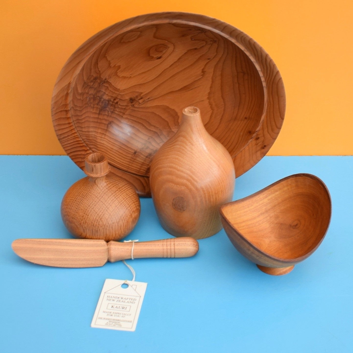 Vintage 1980s Hand Turned Wooden Pieces - Different Woods