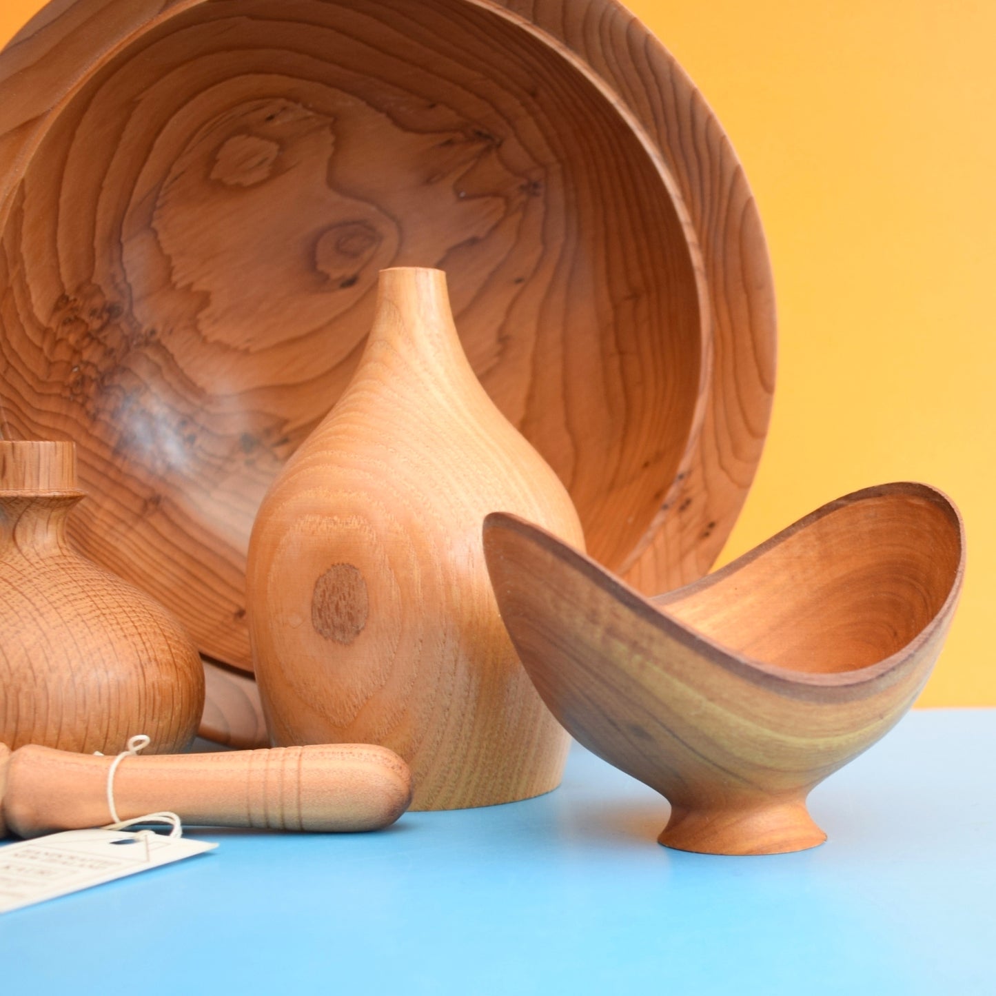 Vintage 1980s Hand Turned Wooden Pieces - Different Woods