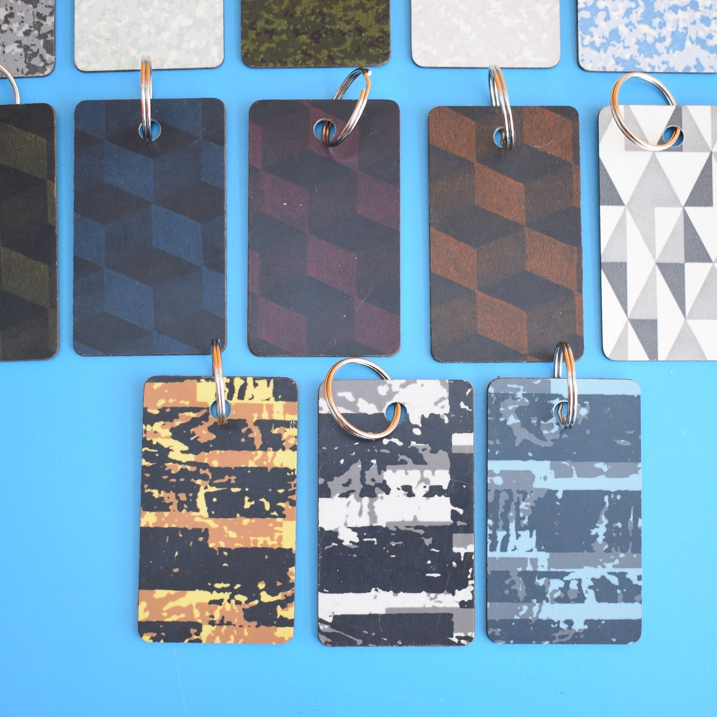 Vintage 1960s Patterned Formica Sample Keyring's - Great Gifts