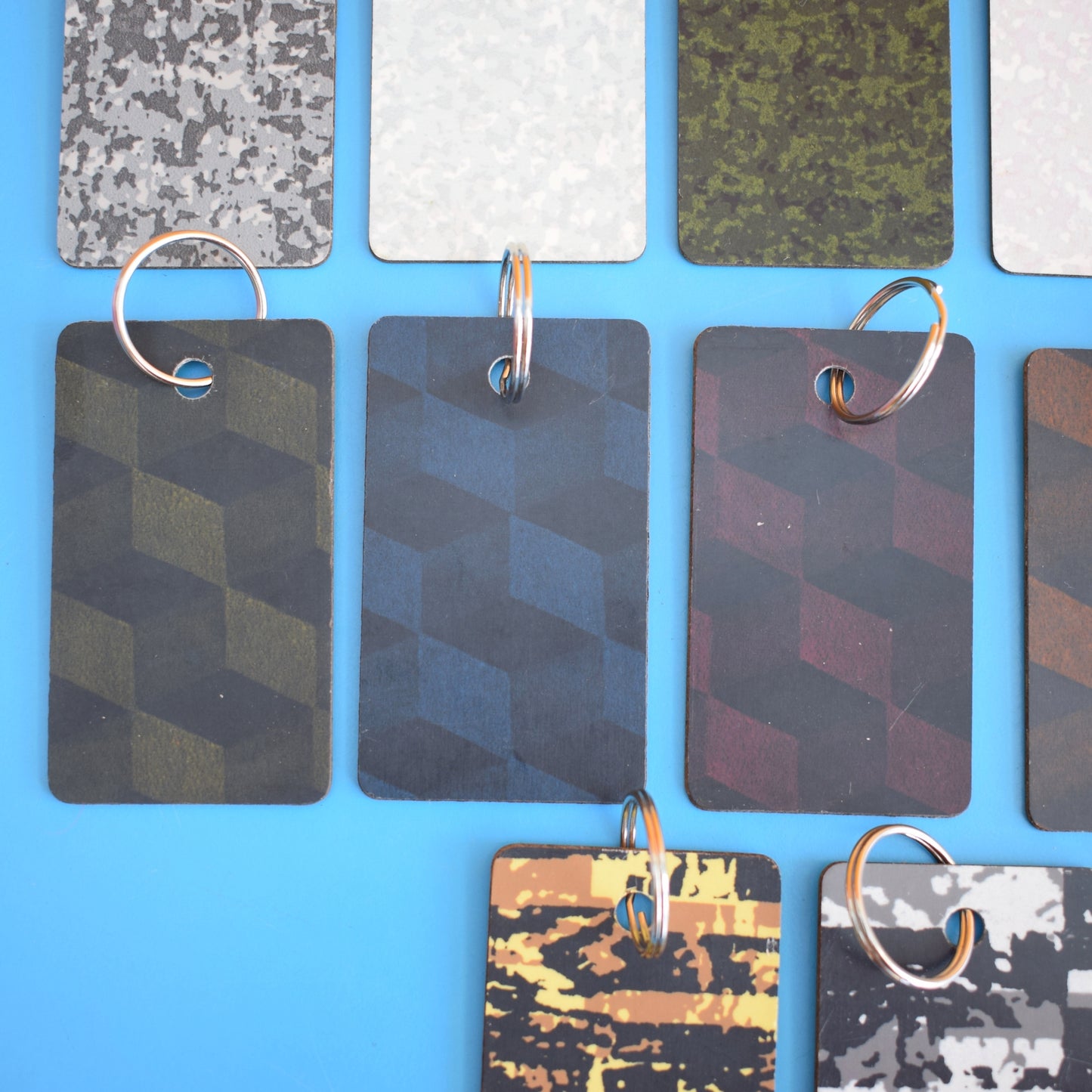 Vintage 1960s Patterned Formica Sample Keyring's - Great Gifts