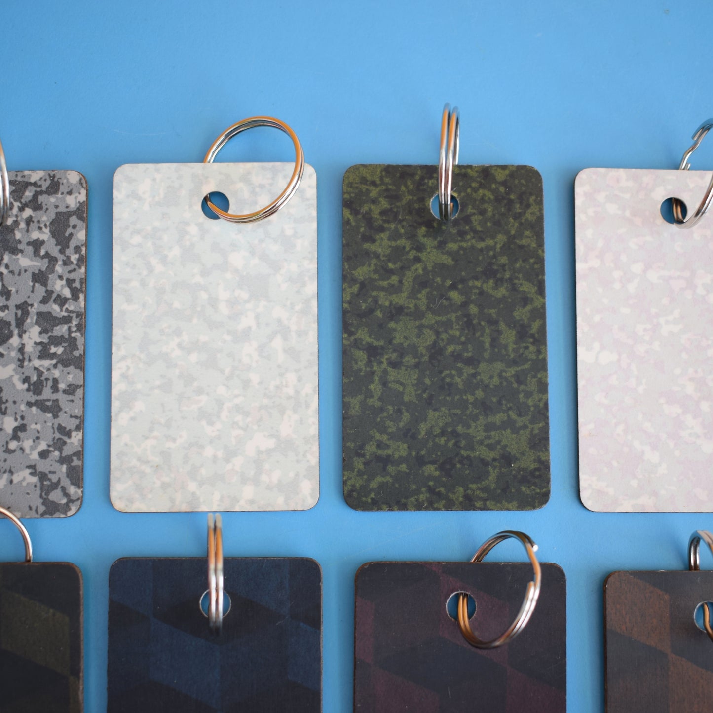 Vintage 1960s Patterned Formica Sample Keyring's - Great Gifts