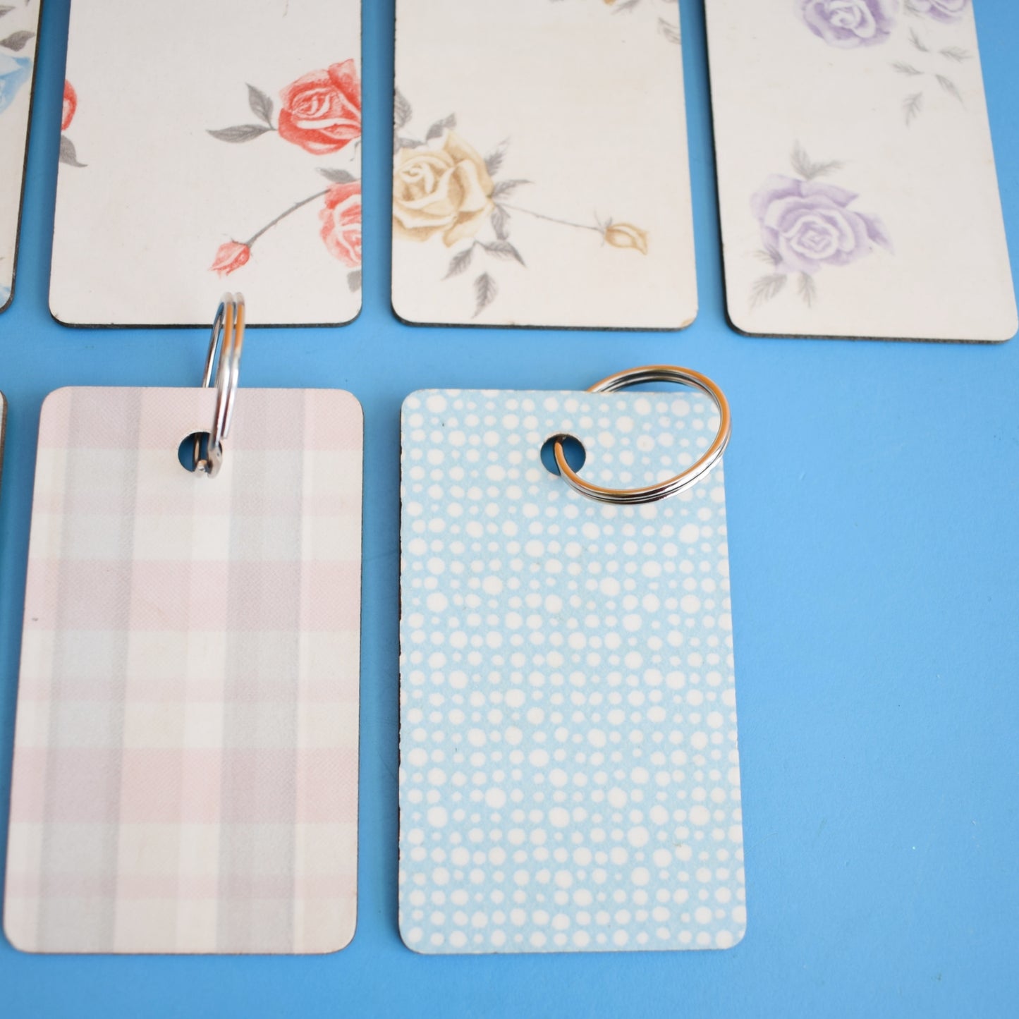 Vintage 1960s Patterned Formica Sample Keyring's - Great Gifts - Pastels by Pineapple Retro