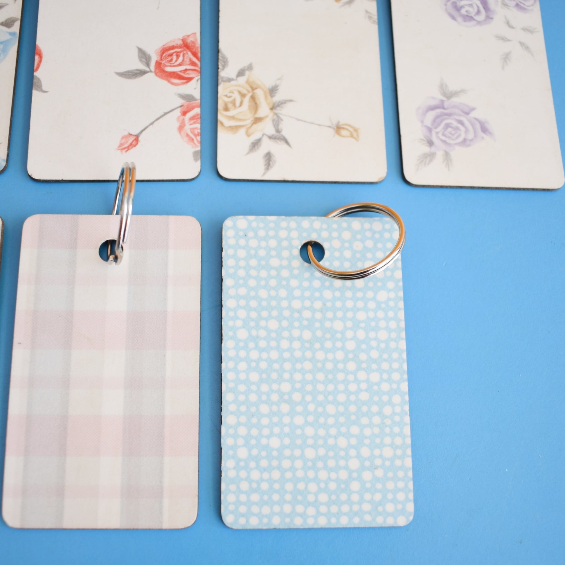 Vintage 1960s Patterned Formica Sample Keyring's - Great Gifts - Pastels by Pineapple Retro