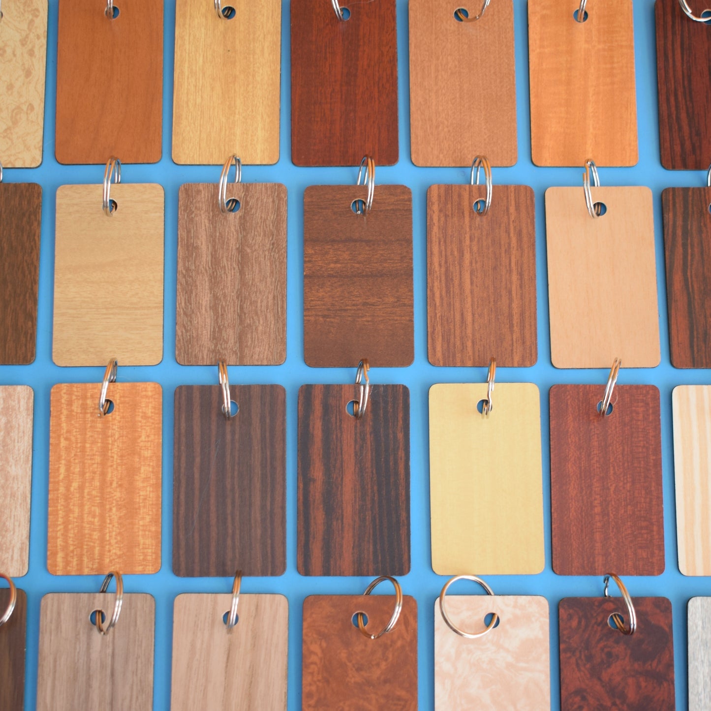 Vintage 1960s Wood Effect Formica Sample Keyring's - Great Gifts by Pineapple Retro