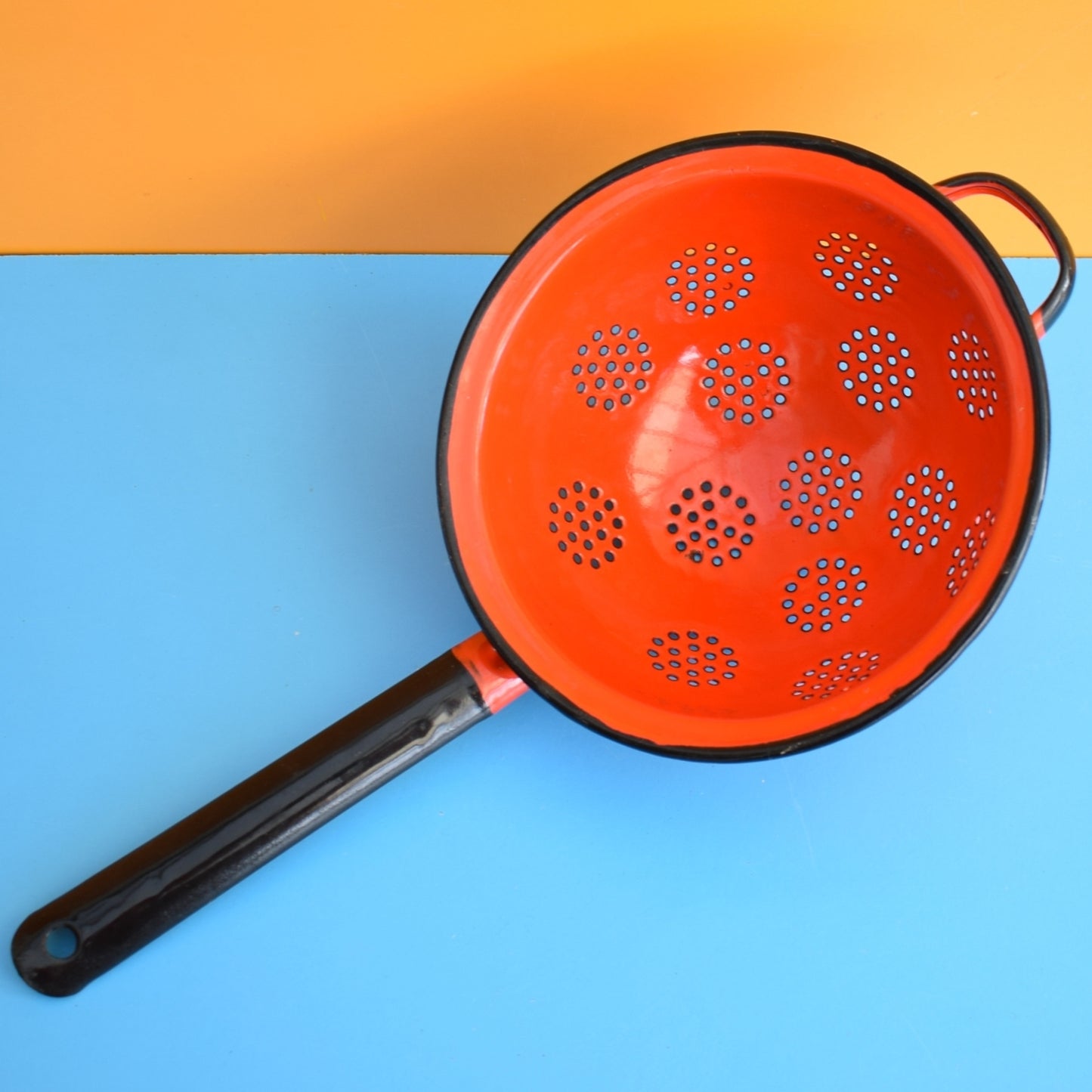 Vintage 1970s Enamel Colander - Habitat - Tomato Red