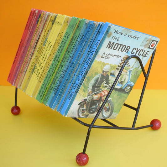 Vintage 1950s Atomic Book Rack - Red & Black
