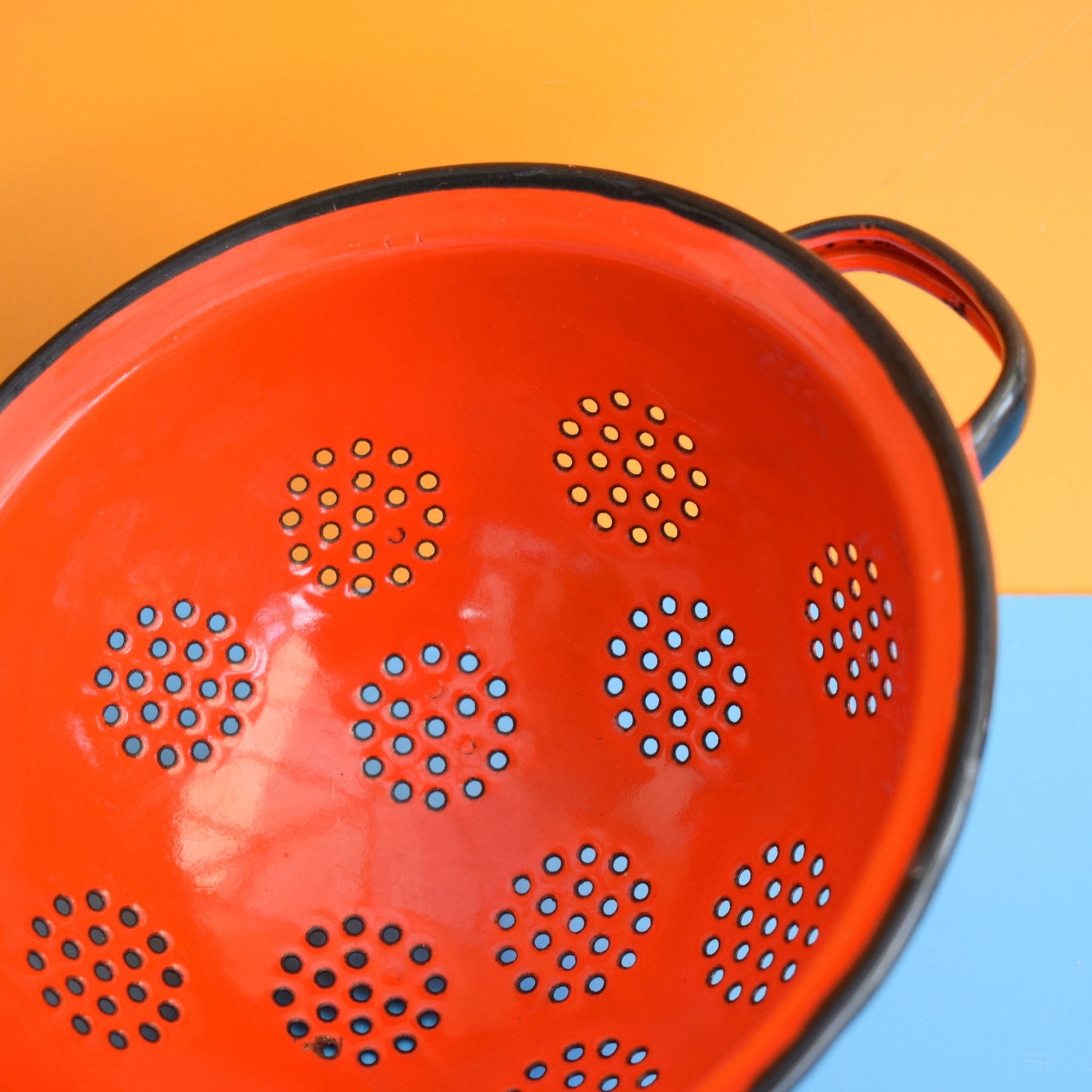 Vintage 1970s Enamel Colander - Habitat - Tomato Red