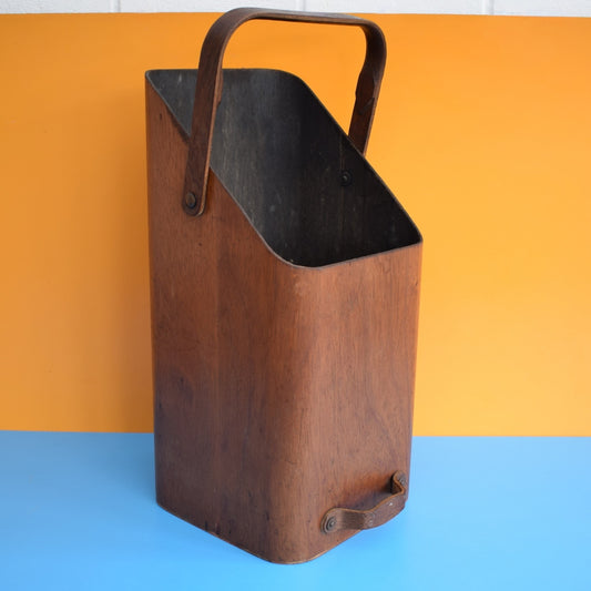 Vintage 1960s Bent Teak Plywood Coal Scuttle - Mallod .