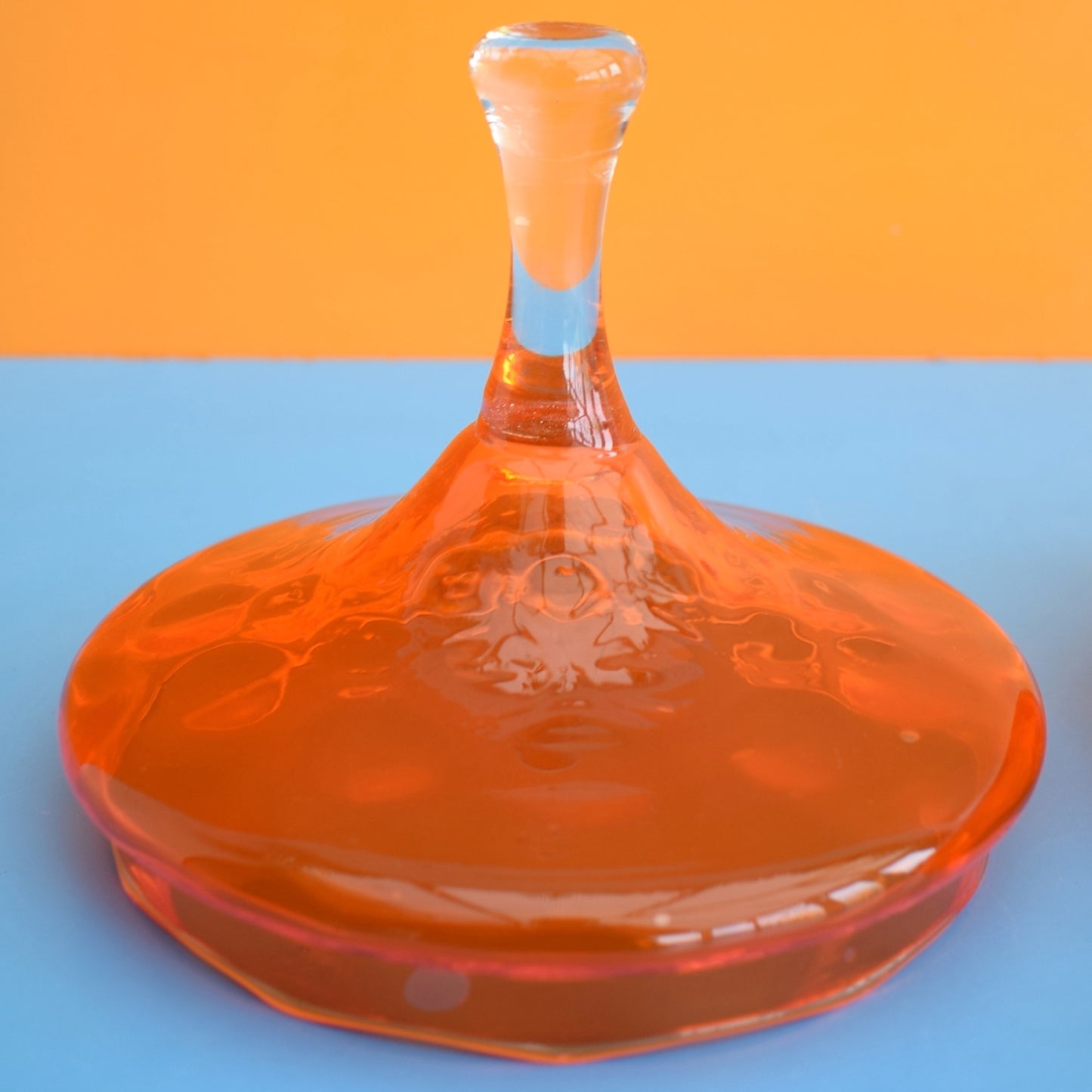 Vintage 1960s Bon Bon Glass Candy Jar - Large- Orange