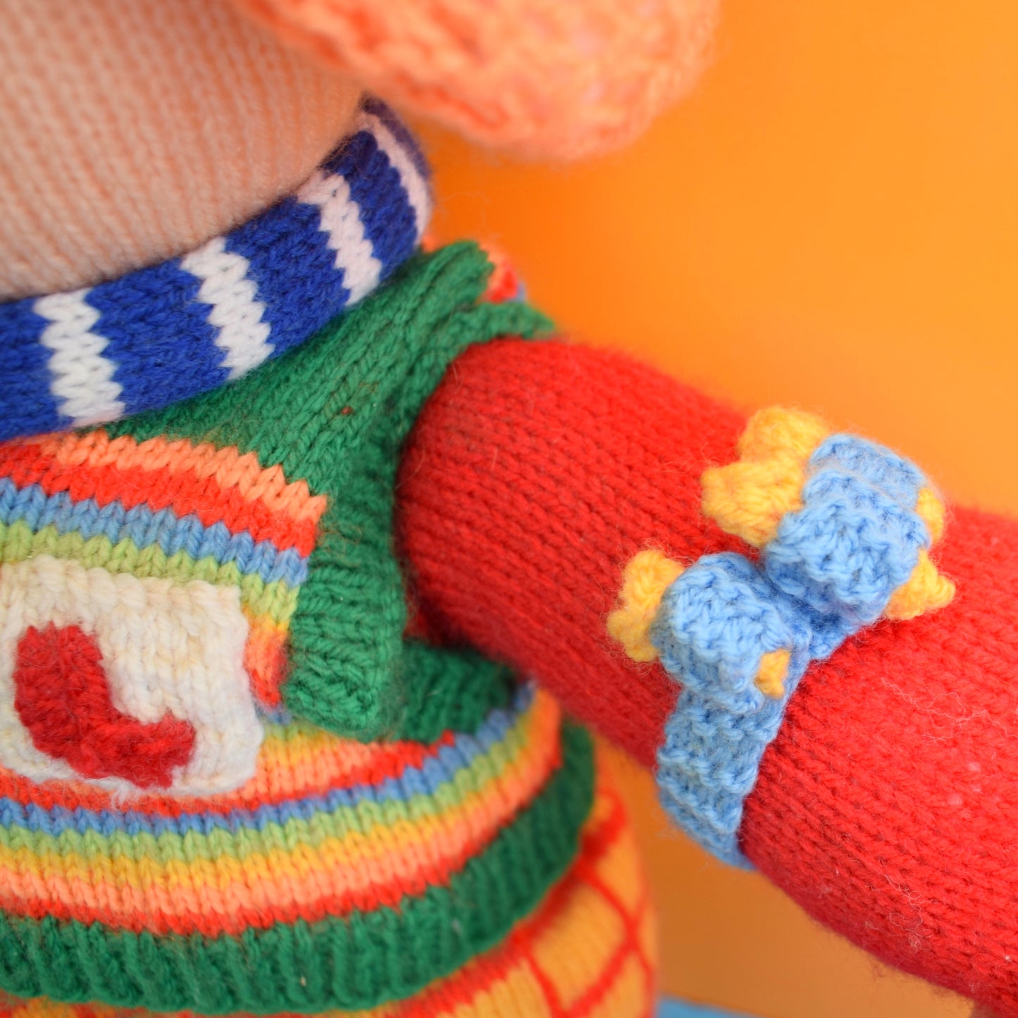 Vintage 1990s Knitted Binky Bunker Golfer Toy (Jean Greenhowe pattern)