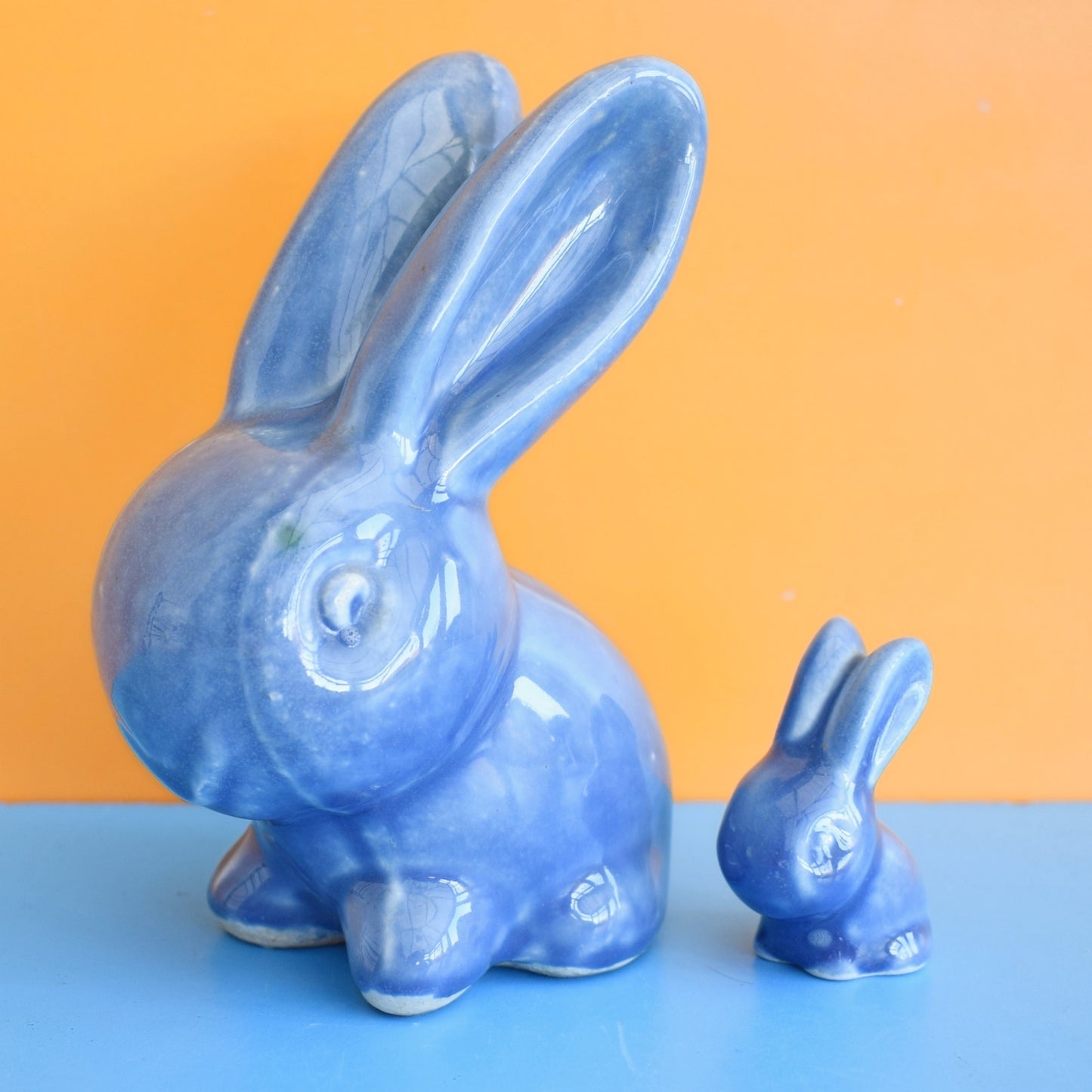 Vintage 1930s Rare Tiny / Medium Bourne Denby Rabbits - Blue