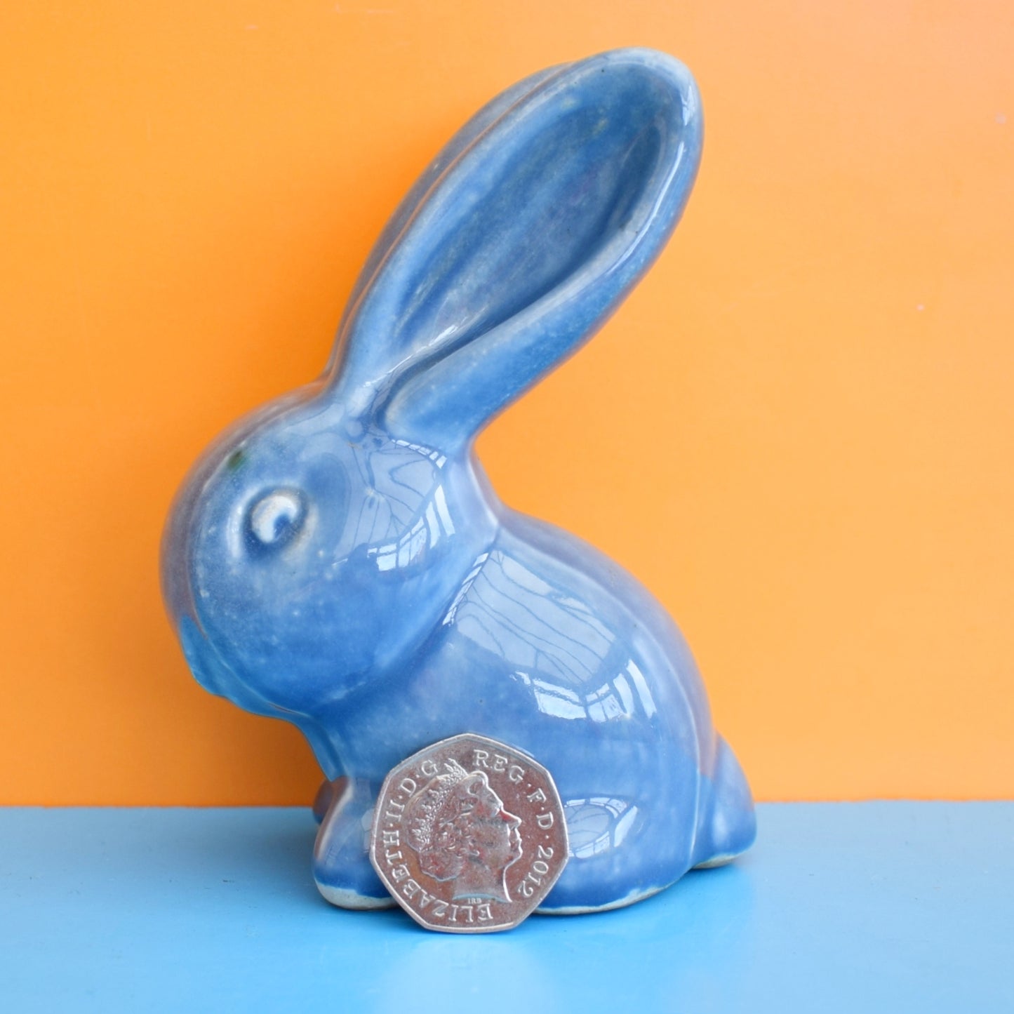 Vintage 1930s Rare Tiny / Medium Bourne Denby Rabbits - Blue