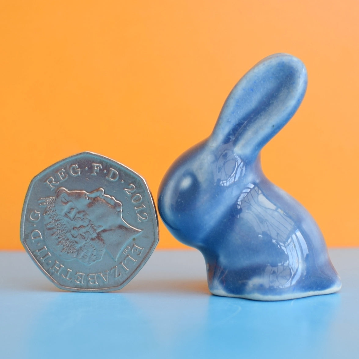 Vintage 1930s Rare Tiny / Medium Bourne Denby Rabbits - Blue