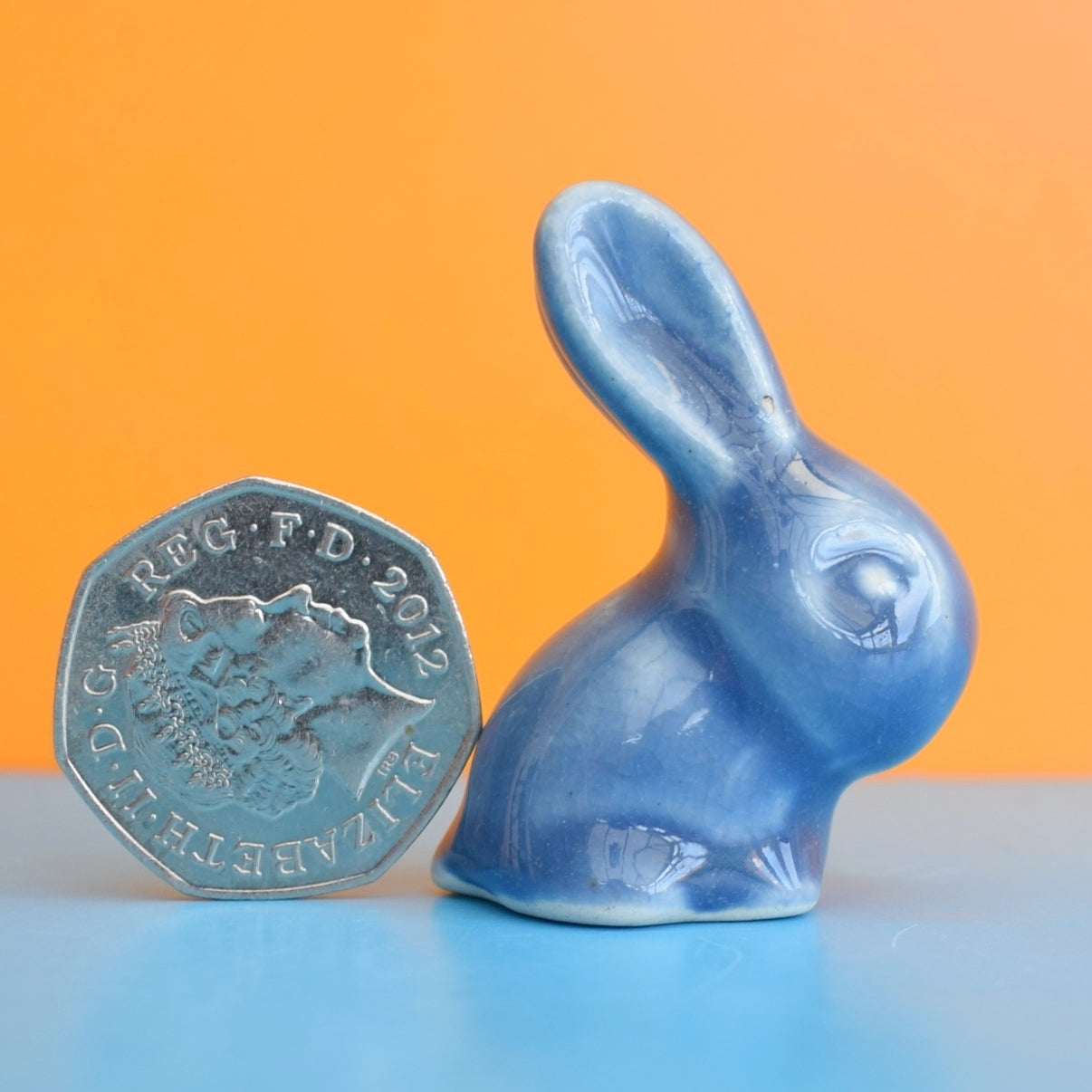 Vintage 1930s Rare Tiny / Medium Bourne Denby Rabbits - Blue
