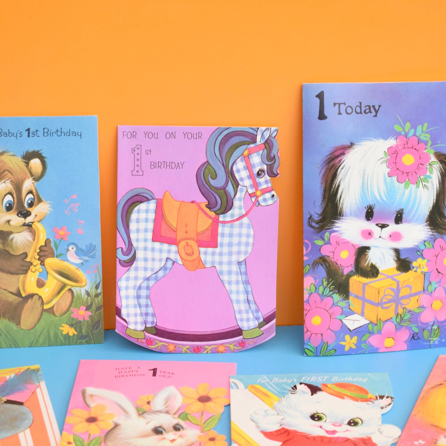 Vintage 1970s Used Birthday Greeting Cards - Animals - Great To Frame/ Craft