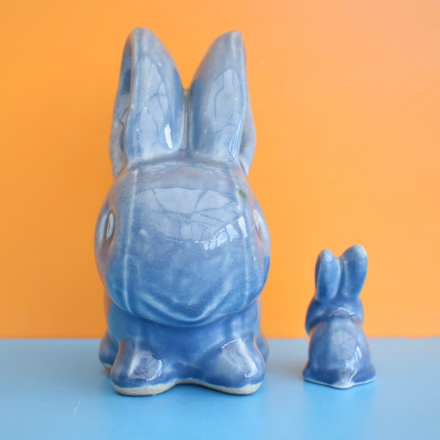 Vintage 1930s Rare Tiny / Medium Bourne Denby Rabbits - Blue