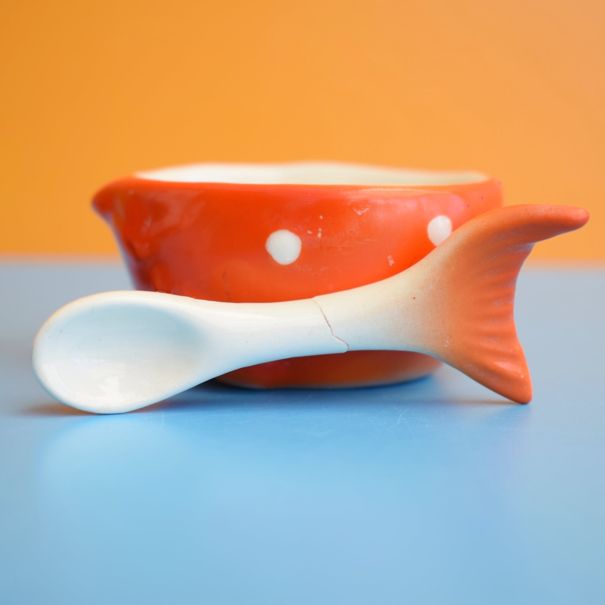 Vintage 1960s Goebel Fish Salt / Condiment Pot - Orange A/F by Pineapple Retro