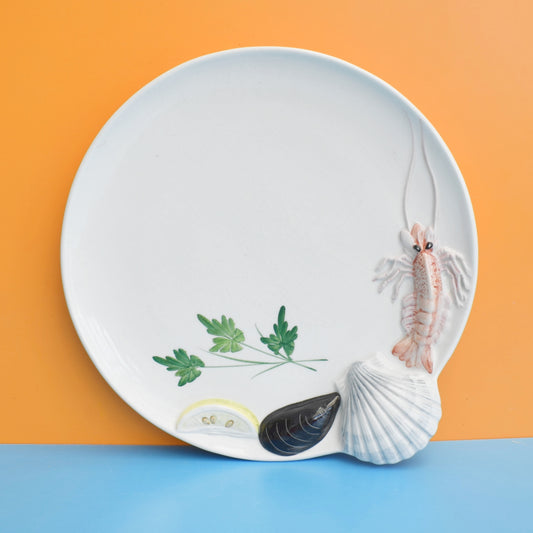 Vintage 1980s Seafood Platter - Majolica - Italian