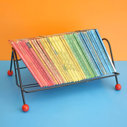 Vintage 1950s Atomic Book Rack - Red & Black .