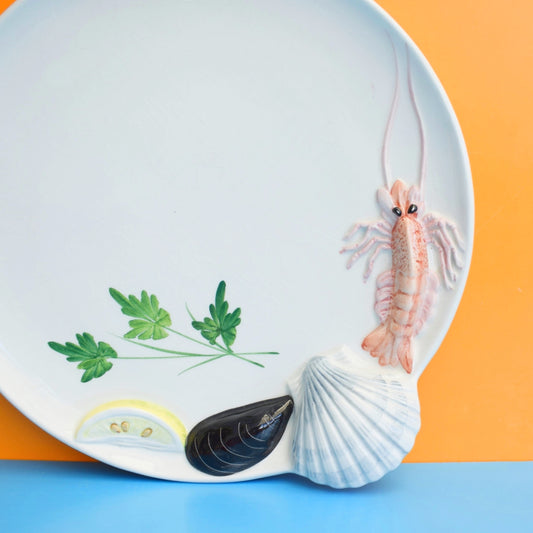 Vintage 1980s Seafood Platter - Majolica - Italian